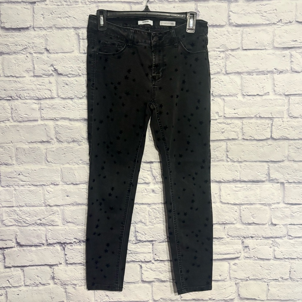 Women’s Black Star Print Skinny Jeans | Stretch Denim | 26” Inseam
